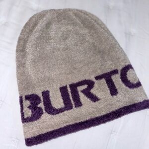 Burton Snowboards Reversible Beanie Purple&Taupe Logo Soft Fleece Knit Unisex